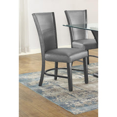 2pc Contemporary Glam Upholstered Dining Side Chair Padded Plush Gray Fabric Upholstery Rich Black Color Wooden Furniture