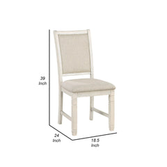Dionysus 24 Inch Side Dining Chairs Set of 2, Curved Back, Beige Polyester Cushioned Seat