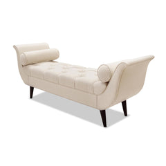 Melody Tufted Flared Arm Entryway Bench, Sky Neutral Beige Polyester
