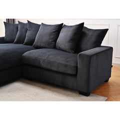 Odysseus Oversized Two-Piece Left Facing Sectional Couches for Living Room, 102.4-Inch L Shaped Sofa with Chaise, Upholstered with Corduroy Fabric, Black