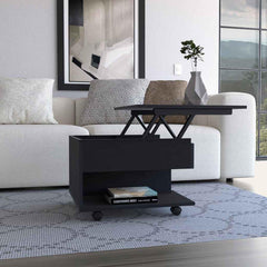 Utopia Lift Top Coffee Table, Casters, One Shelf -Black