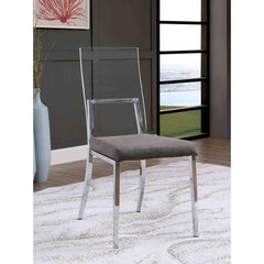 Contemporary Style 2pc Side Chair Minimalist Design Metal Legs Acrylic Back Chrome Finish Dining Room