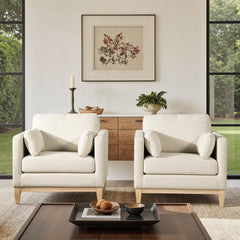 Revelation 36" Modern Farmhouse Arm Chair, Flax White Linen