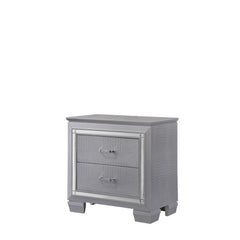 1pc Modern Two Drawer LED Lights Beveled Mirror Accents Chrome Finish Hardware Faux Crystal Accent Silver Finish