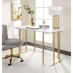 Aria White & Gold Finish Writing Desk