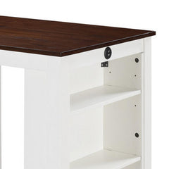 Waltz 36 Inch Counter Height Small Dining Table with Shelves, USB Port, White