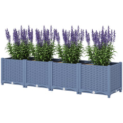 Plastic Raised Garden Bed, 5 x 1 x 1 ft Outdoor Flower Box with Drainage Holes for Vegetables, Herbs, Blue