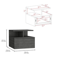 Cosmos Floating Nightstand with Drawer and Open Storage Shelves