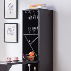 Bar Cabinet, Extended Table Kitchen Cabinet with Wine Bottle Compartment & Open Shelving, Red Cocoa