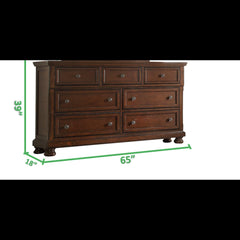 Iphigenia Transitional Style 7-Drawers Dresser with Metal Drawer Knobs Made with Wood in Dark Walnut