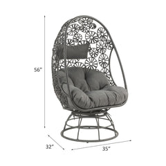 Nova Clear Glass, Charcoal Fabric & Black Wicker Patio Lounge Chair & Side Table