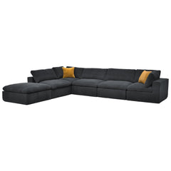 Coffee Bean Like Upholstery Full Compressed Modular Sectional with Toss Pillows