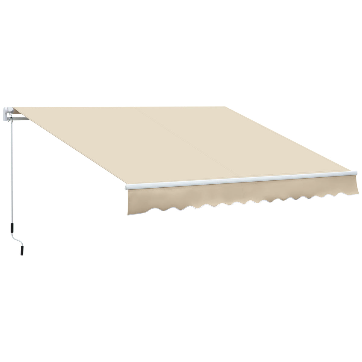 12' x 8' Patio Awning, Canopy Retractable Sun Shade Shelter w/ Manual Crank Handle for Deck, Yard, Cream White