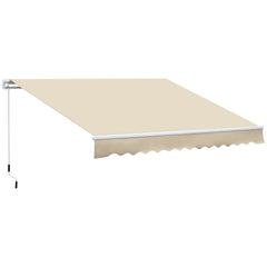 12' x 8' Patio Awning, Canopy Retractable Sun Shade Shelter w/ Manual Crank Handle for Deck, Yard, Cream White