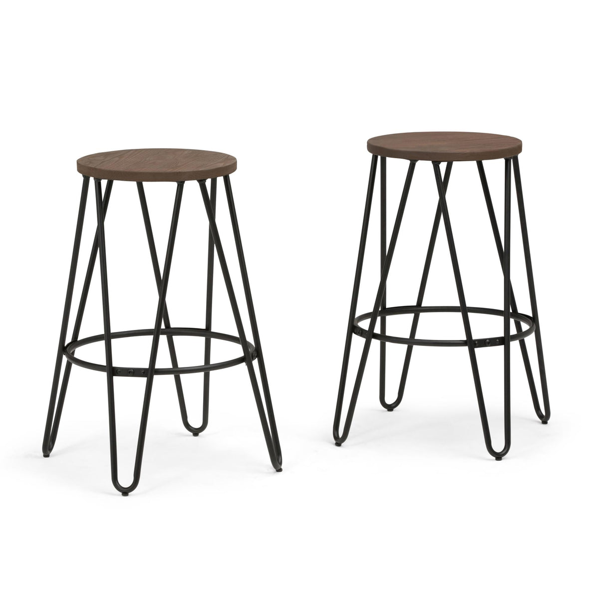 Melody - 26" Metal Counter Height Stool with Wood Seat (Set of 2) - Cocoa Brown / Black