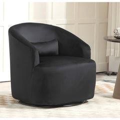 360 Degree Swivel Barrel Accent Chair, Velvet Upholstered Curved Armchair, Fully Assembled Contemporary Leisure Chair for Living Room Bedroom Office