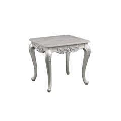 Olympus Traditional Style End Table Made with wood in Silver Finish