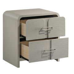 Lyric Modern 2-Drawer Nightstand with Textured Front, Metal handles and Ball Bearing Glide System in Beige