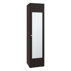 Home Linen Freestanding Tall Cabinet with Single Door, One Mirror and 4 Horizontal Storage Shelves, Cabinet for Bathroom, Bedroom or Laundry Room