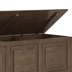 Celestia 51 inch Wide Solid Wood Storage Bench Trunk in Natural Aged Brown