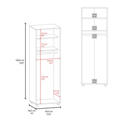 Symphony Armoire, Two Interior Shelves, Rod, Double Door, White