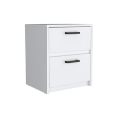 Nightstand Chequered, Two Drawes, White Finish