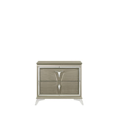 Modern Style 2-Drawer Nightstand Made with Wood & Mirrored Accents