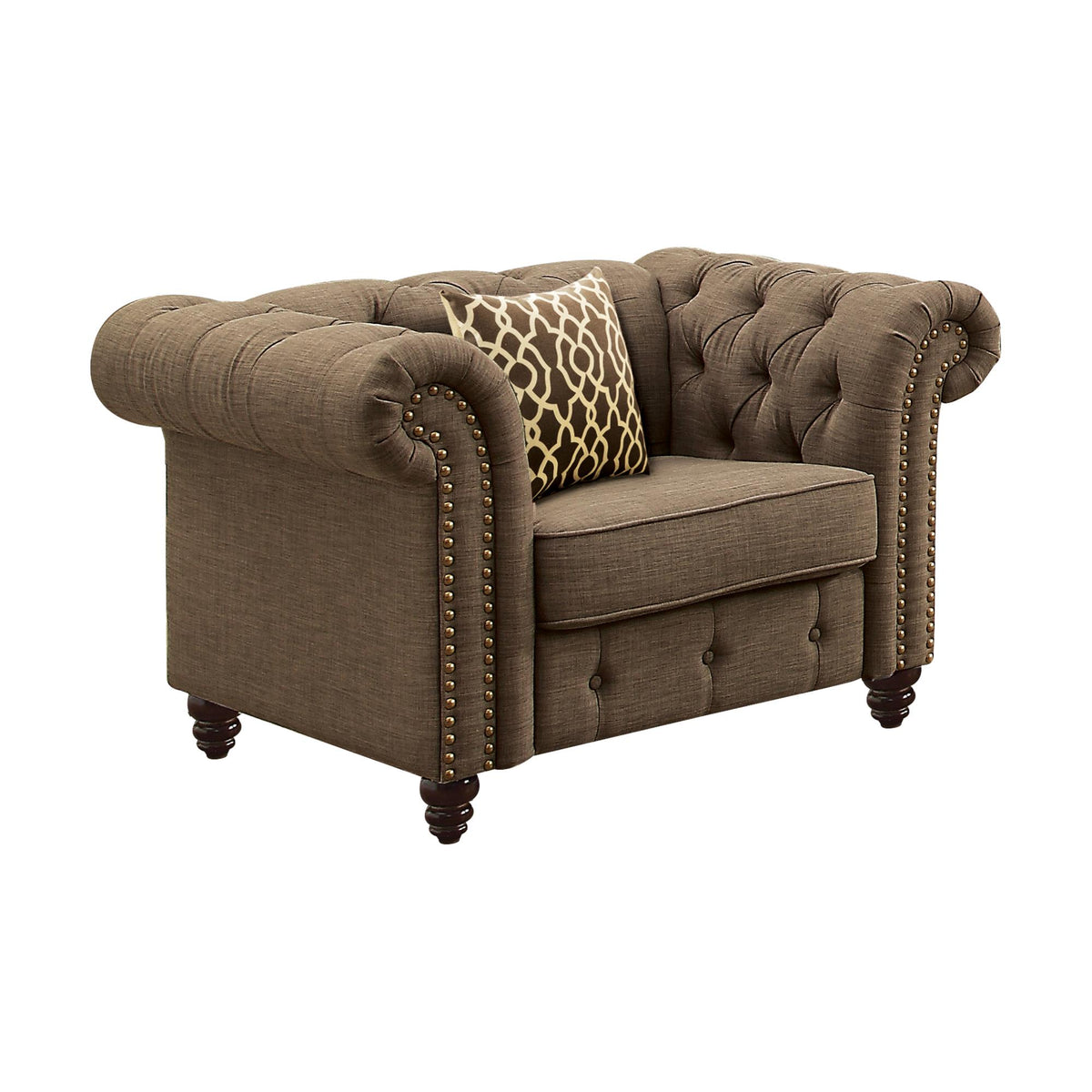 Zenith Brown Linen Chair W/Pillow