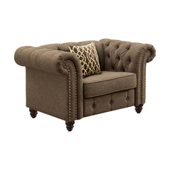 Zenith Brown Linen Chair W/Pillow