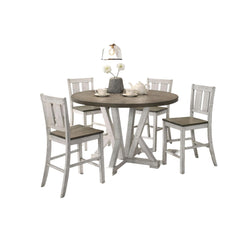 Mercury Height Dining 5pc Set Antique White Rustic Style Table Two-Tone Design 4x Chairs Dining Room Furniture
