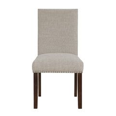 Myth Brown Dining Chairs Set of 2, Full Upholstered Comfort Seat Back Nailhead Trim Wooden Dining Furniture