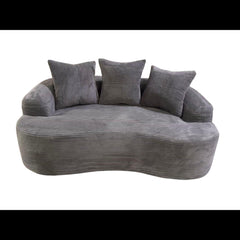 65.35" Curved Loveseat Sofa with Pocket Spring Cushions for Soft Seating, Small Space Couch with 3 Throw Pillows, No Assembly Needed, Grey