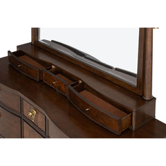 1pc Transitional Dresser Round Knobs Gold Capped Legs Dark Cherry Bedroom Furniture UV-Stained Dustproof Cases