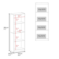 Home Bookcase With 4-Shelf Modern Display Unit For Books And Decor, Natural Oak