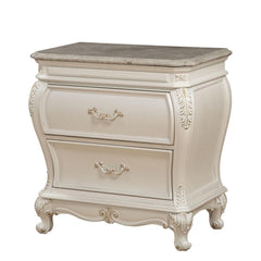Aeneas Pearl White Finish Nightstand W/Granite Top