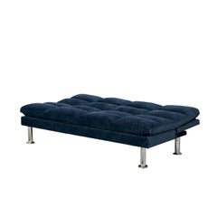 Contemporary Style Futon Bed Microfabric Converted Into Bed With Extra support Leg Primary Living Navy Finish