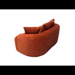 65.35" Curved Loveseat Sofa with Pocket Spring Cushions for Soft Seating, Small Space Couch with 3 Throw Pillows, No Assembly Needed, Red Orange
