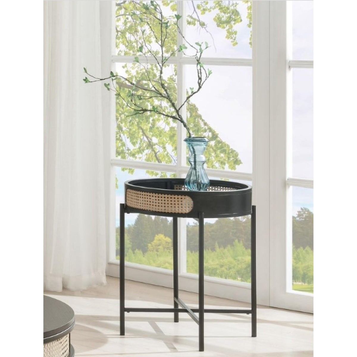 Lyra Black Finish End Table