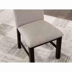 Transitional Style 2pc Side Chair Pleated Back Upholstered Seat Antique Black And Gray Finish Dining Room