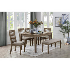 Dining Room Furniture Side Chairs 2pc Set Wire Brushed Brown Finish Vertical Slat Back Design Wooden Chairs Set