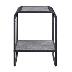 Saga Concrete Gray & Black Finish End Table