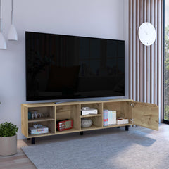 Iphigenia Tv Stand for TV´s up 70", Four Open Shelves, Five Legs, Light Oak