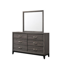 1pc Contemporary 6-Drawer Dresser Gray Finish Wooden Bedroom Furniture