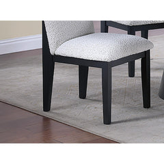 White Fabric Soft Cozy Texture 2pc Dining Chairs Upholstered Seat Back Ergonomic Support Side Chair