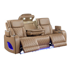 Hephaestus Modern Style 3pc Power Reclining Massager Sofa, Loveseat and Recliner Set in Caramel Faux Leather