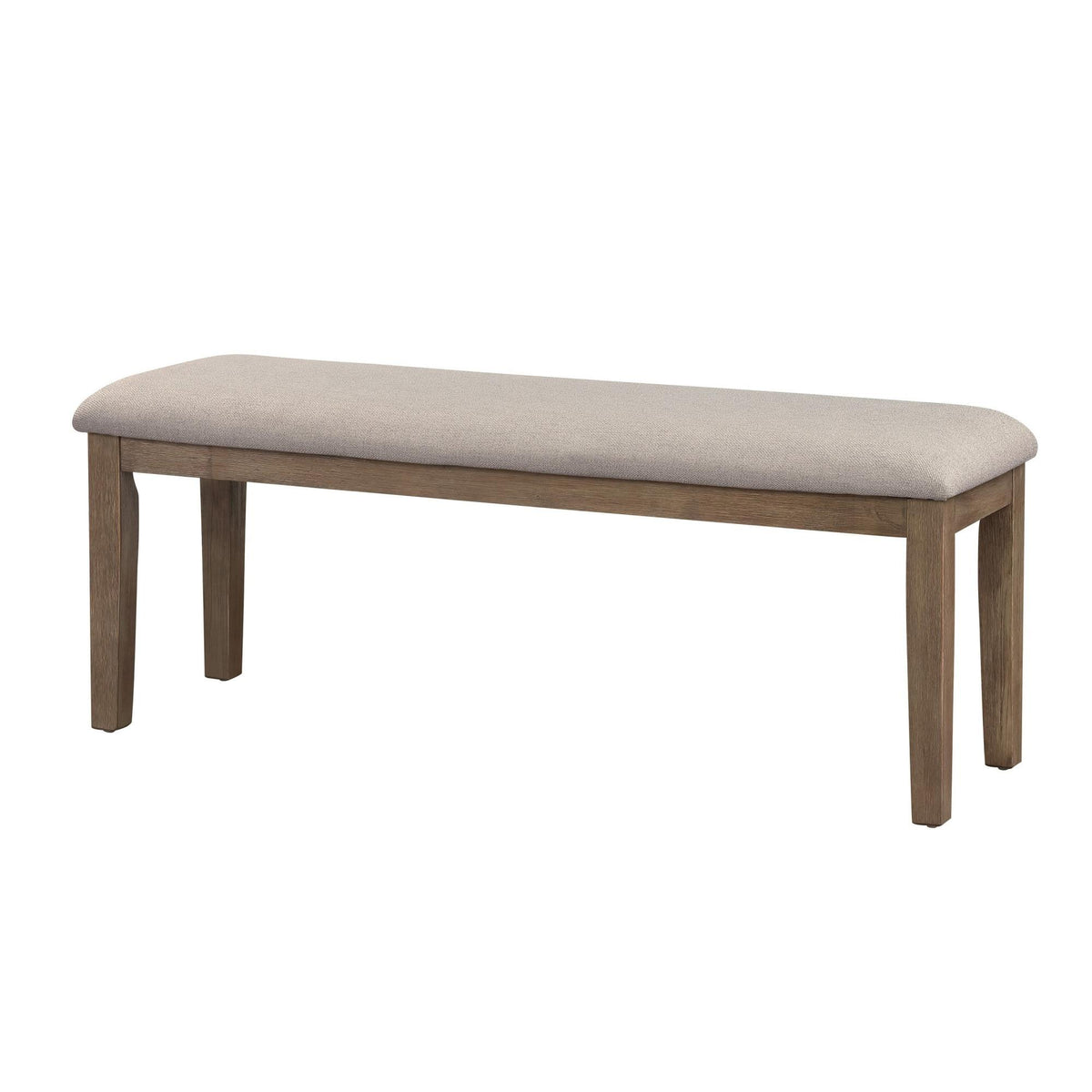 Sonata Style Wooden Bench with Fabric Upholstered Seat,Brown and Beige