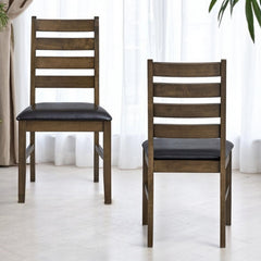 Aria Brown Synthetic Leather & Walnut Side Chair (Set of 2)
