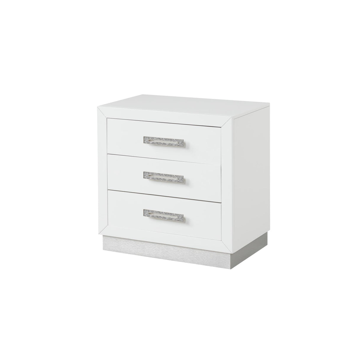 Nightstand Made with Wood in Milky White Color