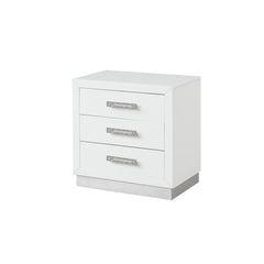 Nightstand Made with Wood in Milky White Color