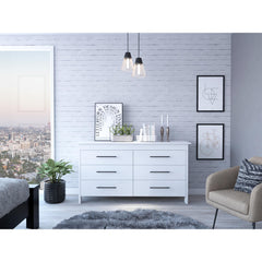 6 Drawer Double Dresser Wezz, Bedroom, White